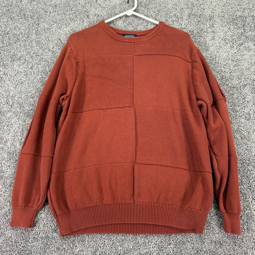 Consensus Sweater Mens Medium Orange Crew Neck Long Sleeve Pullover Casual City